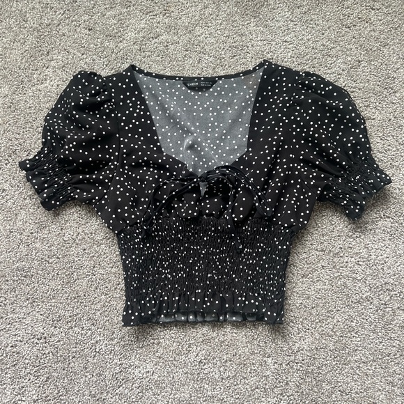SHEIN POLKA DOT BLOUSE (black and white) size 6 (size medium) - Picture 2 of 3